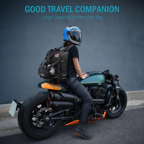 Miniatura 7 de Mochila de motocicleta para hombre, para casco de equitación, mochilas con portador de sombrero/almacenamiento, impermeable, bolsa de viaje de gran
