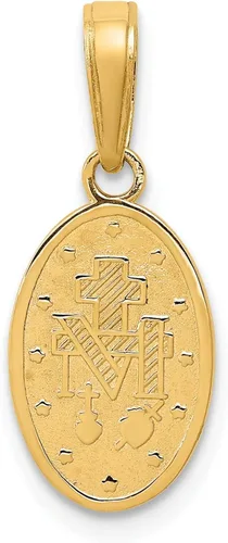 Miniatura 3 de FindingKing Colgante de oro amarillo de 14 quilates con dije de medalla milagrosa, Oro amarillo