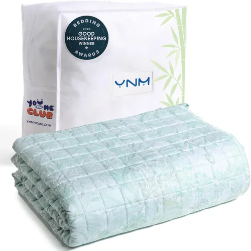 Miniatura 12 de YnM Manta con peso refrescante para adultos, terciopelo refrescante y acogedor de doble cara, manta pesada de 30 libras para parejas, uso en cuatro