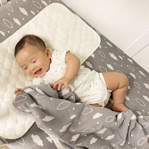 Miniatura 6 de American Baby Company - Sábana bajera ajustable de chenilla suave y celestial para cuna de 71 cm x 132 cm, hoja neutra cálida y acogedora en Nube