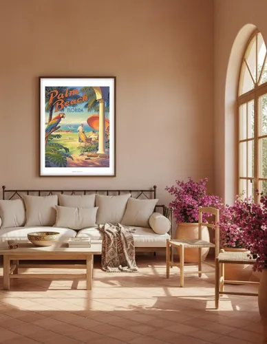 Miniatura 5 de Palm Beach Florida - Vintage Travel Poster by Kerne Erickson - Master Art Print (Unframed) 6in x 9in