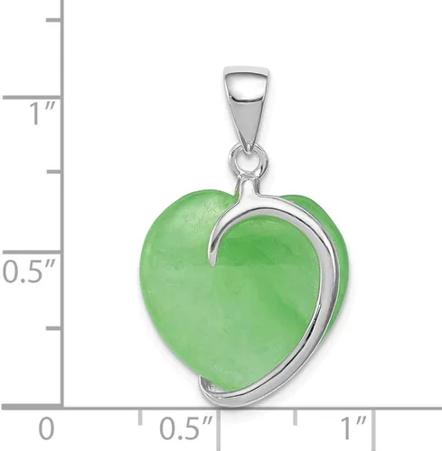 Miniatura 2 de Colgante de plata de ley 925 con forma de corazón de jade verde 0866in x 0630in