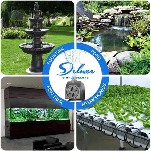 Miniatura 6 de Simple Deluxe Bomba de mesa de agua de 80 GPH con entrada ajustable para pecera, hidroponía, acuaponía, fuentes, estanques, estatuas, acuarios