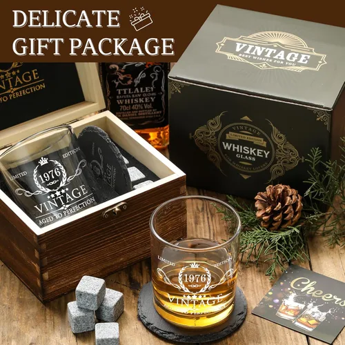 Miniatura 4 de Regalos de 50 cumpleaños para hombres, juego de vasos de whisky, decoraciones de cumpleaños 50, suministros para fiesta, aniversario de 50 años