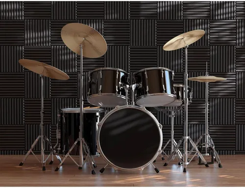 Miniatura 2 de JBER Paquete de 12 paneles de espuma acústica, paneles de espuma con aislamiento de sonido de 1 x 12 x 12 pulgadas para paredes, cuñas de Negro No