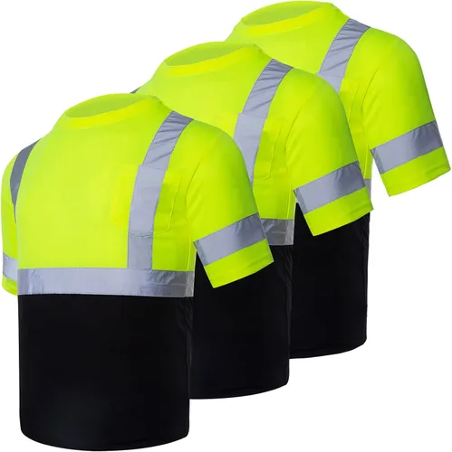 Miniatura 7 de VENDACE Camisas de seguridad para hombre, paquete de 3 camisetas reflectantes de alta visibilidad de manga corta para trabajo de construcción