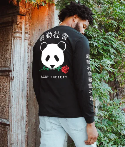 Miniatura 3 de Riot Society - Playera estampada de manga larga con bordado a la moda para hombre
