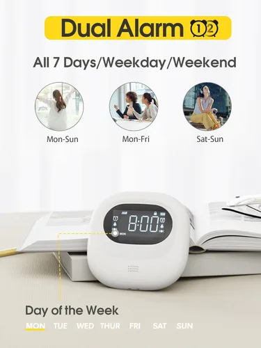 Miniatura 5 de Roxicosly Reloj despertador vibratorio súper fuerte para durmientes pesados, agitador de cama de vibración ajustable debajo de la almohada
