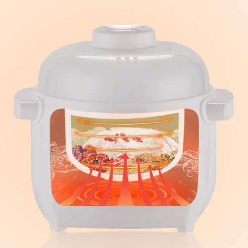 Miniatura 8 de Olla eléctrica para estofado de 1 litro, 200 W, revestimiento de cerámica, versátil olla caliente con reserva de temporizador, mantenimiento cálido