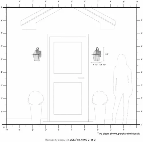 Miniatura 3 de Livex Lighting 2181-02 Farol de pared para exteriores con pantallas de vidrio biselado transparente, latón pulido