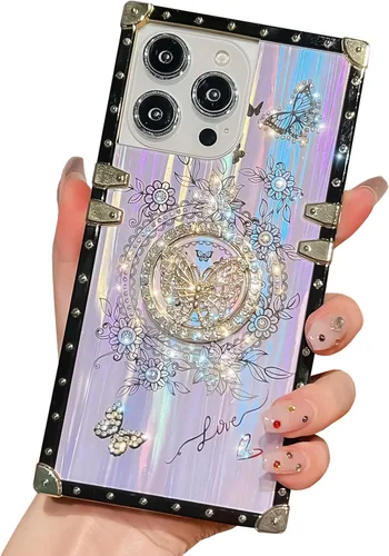 Miniatura 11 de Compatible con Funda Samsung Galaxy S22 Ultra, Diseño de Mariposa Brillante de Lujo con Soporte Plegable Kickstand para Mujeres y Niñas, Funda Rosa