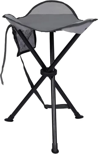 Portal Taburete de trípode plegable alto para acampar al aire libre, caminar, caza, senderismo, pesca, viajes, soporta 225 libras Gris elevado