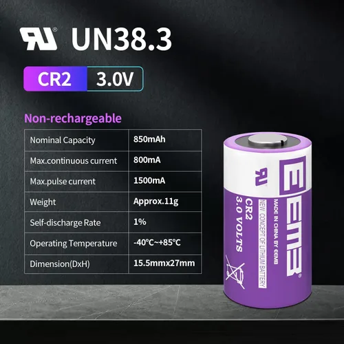 Miniatura 2 de EEMB CR2 - Batería de litio CR2 de 3 V, batería CR2, 3 voltios, CR15h270, no recargable, para Fujifilm Instax Mini, telémetro, linternas, detector