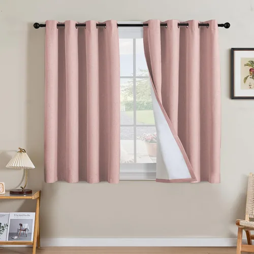 Miniatura 182 de H.VERSAILTEX Cortinas opacas de lino de 63 pulgadas de largo, 100% absolutamente opacas, con aislamiento térmico, con textura de lino, con ojales