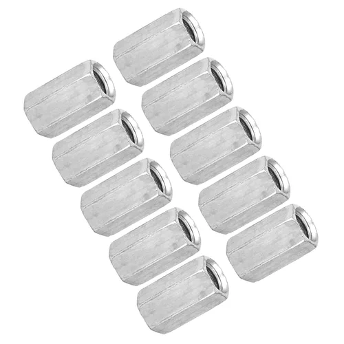 Miniatura 2 de Tuercas largas para montaje mecánico – 10 tuercas de acoplamiento hexagonales M8x20, tuercas de manga roscada, tuercas de varilla hexagonales