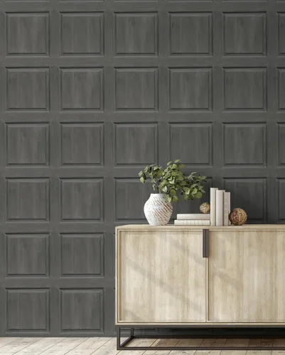 Miniatura 4 de NextWall Papel tapiz de imitación lavado para despegar y pegar (carbón)