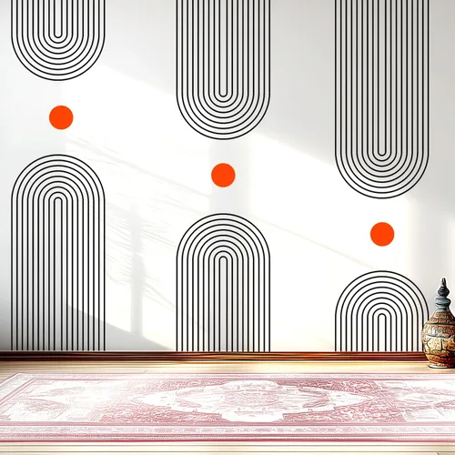 Miniatura 12 de Calcomanías de Pared Bohemias de Mediados de Siglo Modernas Despegar y Pegar, Pegatinas de Vinilo de Pared de Arcos Grandes Sol, Hojas Plantas