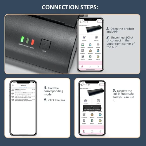 Miniatura 6 de VLOXO Impresora de plantillas de tatuaje inalámbrica, fotocopiadora portátil de transferencia térmica de tatuajes, impresora de tatuajes recargable