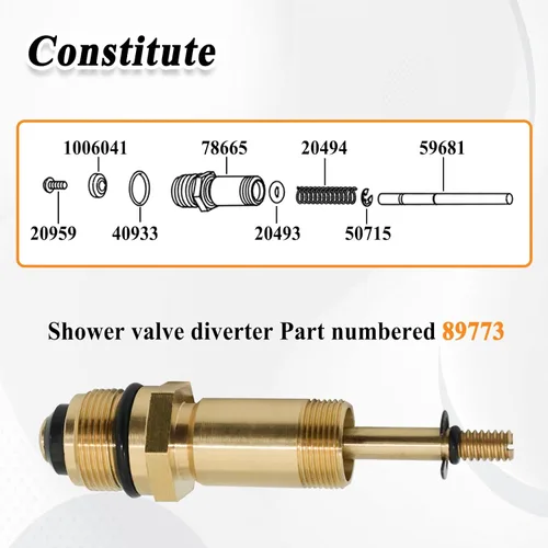 Miniatura 5 de 89773 Kit de desviador para pieza de cartucho de válvula de ducha, kit de reparación de válvulas, latón