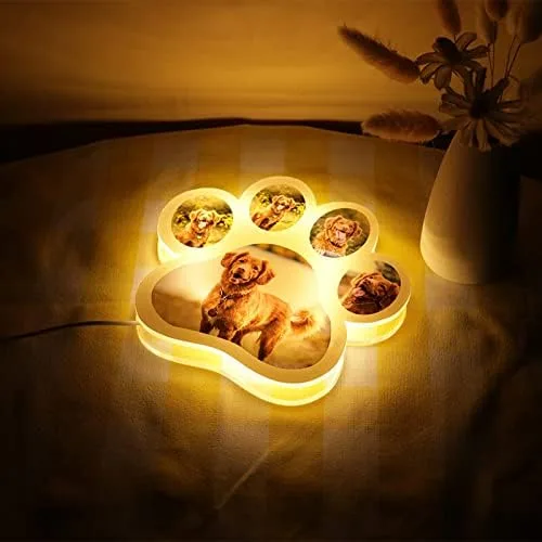 Miniatura 3 de Lámpara de foto personalizada con pata de perro, luz nocturna con foto personalizada, tablero acrílico, decoración de habitación, lámpara de noche