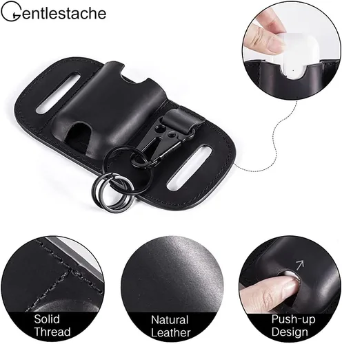 Miniatura 8 de Gentlestache Funda de cuero para Zippo, Funda de cuero Zippo, Funda de cuero para AirPods, Bolsa más ligera para cinturón Negro