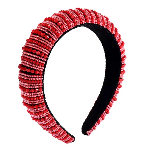 Miniatura 12 de NVENF Diademas para el día del partido, diadema de fútbol para mujer, con cuentas de cristal y cuentas azules y blancas, accesorios de fútbol