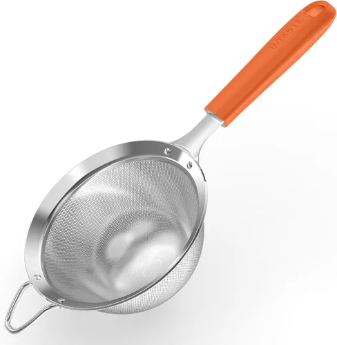 Miniatura 19 de U-Taste Colador pequeño de malla fina: 18/8 de acero inoxidable, 8,5 cm, 30 malla, colador de cocina de malla fina con asa de silicona remachada (4)