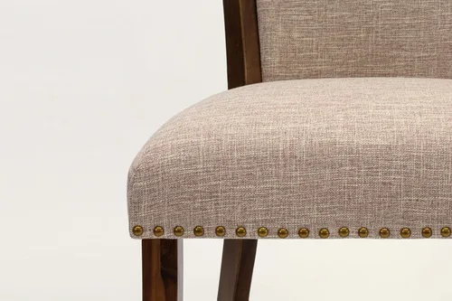 Miniatura 9 de East West Furniture VEP8T04 Verona Parsons - Juego de 2 sillas de comedor tapizadas de tela de lino marrón claro con ribete de clavo, color nogal