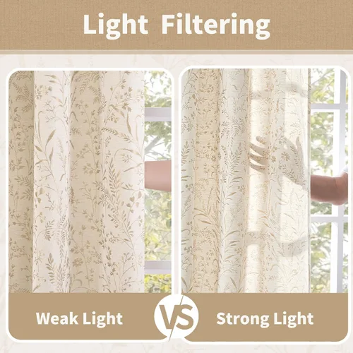Miniatura 3 de BGment Cortinas de lino beige para dormitorio de 63 pulgadas de largo, cortinas de ventana con ojales y ojales para ventana de sala de estar, 2