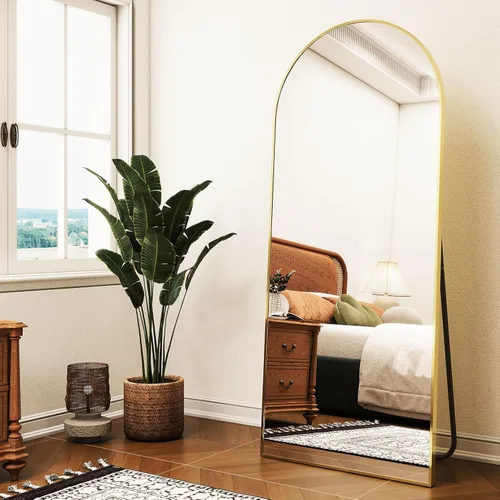 Miniatura 17 de Easly Espejo de Cuerpo Completo de Gran Tamaño, 76" x 34" Espejo Arqueado de Cuerpo Completo, Marco de Metal Negro, Espejo de Piso para Dormitorio