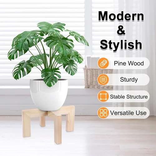 Miniatura 3 de Vigordream Soporte para plantas, soporte de madera para interiores y exteriores, soporte para macetas individuales, soportes resistentes