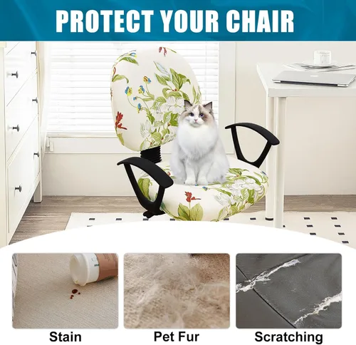 Miniatura 8 de Smiry Fundas elásticas para silla de computadora de oficina, universales, lavables, extraíbles y giratorias, fundas protectoras para asiento + Beige