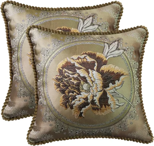 Miniatura 21 de SZHELEJIAM Juego de 2 fundas de almohada con volantes de 12 x 20 pulgadas, fundas de cojín decorativas de felpilla suave jacquard para sofá