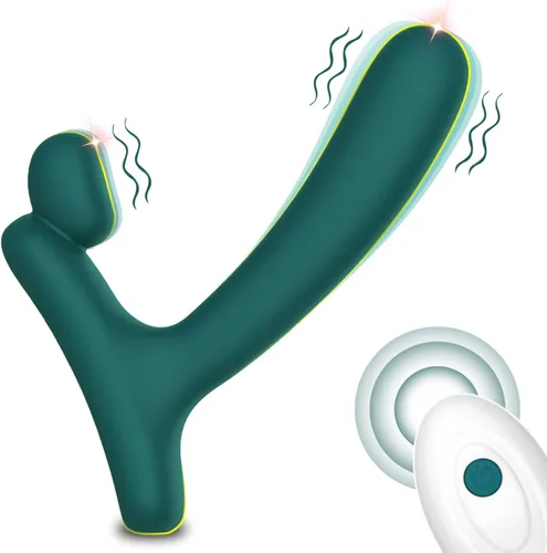 Vibrador anal de próstata para el punto G del clítoris, estimulador masajeador vaginal vibratorio 2 en 1 con 10 modos de vibración, control remoto