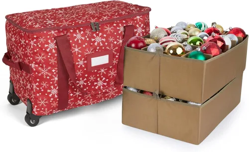 Miniatura 10 de Covermates Keepsakes Bolsa de almacenamiento ajustable para adornos, poliéster resistente, separadores acolchados y bandejas FlexGrid, organizador