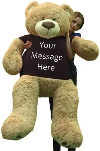 Big Plush Animal de peluche personalizado, oso de peluche gigante de 5 pies de alto, personaliza tu texto impreso en la camiseta del oso