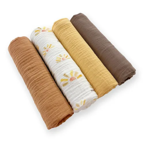 Miniatura 2 de SwaddleDesigns Mantas Envolventes de Muselina de Algodón, Juego de 4, Manta de Recepción para Bebés Recién Nacidos, Registro de Bebés y Regalo, Días