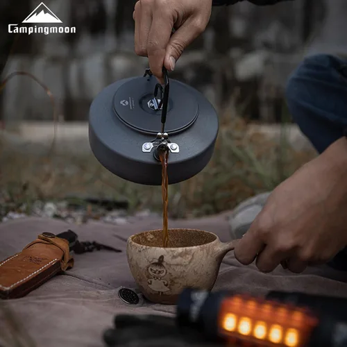 Miniatura 2 de Campingmoon - Hervidor de té portátil para campamento, café, tetera, caldera de agua de aluminio ligera para mochileros, picnic, pesca, 0.8 L