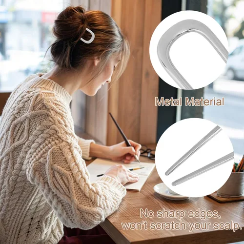 Miniatura 5 de Atoden Horquillas de metal para moño, estilo francés, updo, en forma de U, accesorios de peinado para mujeres