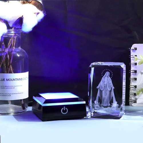 Miniatura 4 de Movdyka Estatua de cristal 3D de Virgen María, regalos religiosos para mujeres y hombres, figura religiosa con grabado láser cristiano, adornos