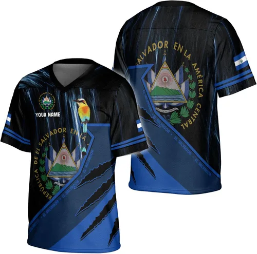 Miniatura 15 de Camiseta de fútbol de El Salvador personalizada de El Salvador Jersey de fútbol de El Salvador para hombres, camisas de El Salvador 3D