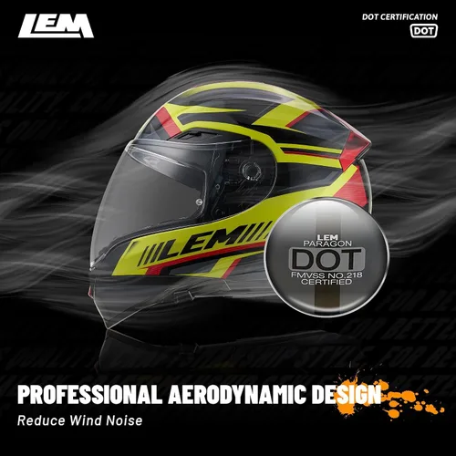Miniatura 7 de LEM Cascos de motocicleta de cara completa, cascos para hombres, con certificado DOT, PINLOCK y DVS de doble visión, casco de motocicleta de calle
