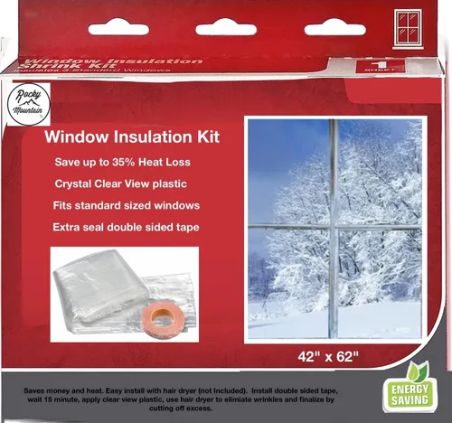 Rocky Mountain Goods Kit de aislamiento de ventana para invierno, 42 x 62 pulgadas, sellador transparente de plástico para bloquear el aire frío,