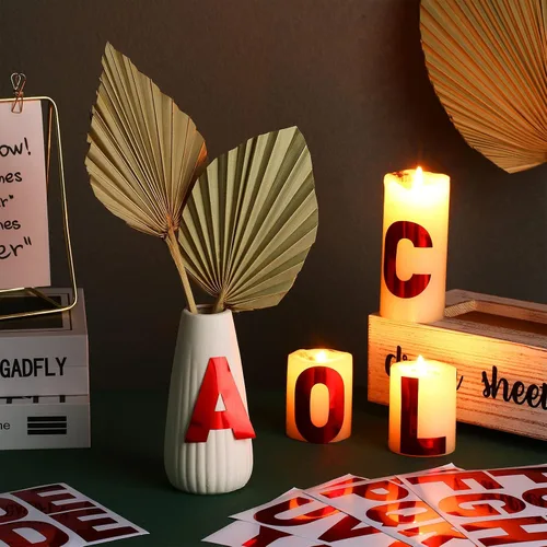 Miniatura 4 de Chinco 232 piezas de 24 hojas de calcomanías de letras rojas grandes para tablón de anuncios, etiquetas del alfabeto de 2.5 pulgadas, números