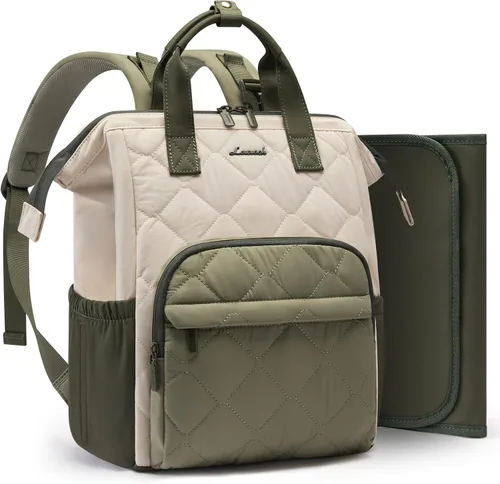 Miniatura 13 de LOVEVOOK Mochila pequeña para pañales, mini bolsa de bebé para niña y niño con cambiador, mochila para pañales para mamá papá con hebillas para Negro