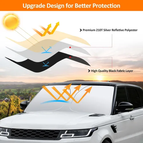 Miniatura 4 de D-Lumina Winshield - Parasol para Range Rover Sport 2014-2022, protector solar frontal plegable bloquea los rayos UV, parasol para ventana