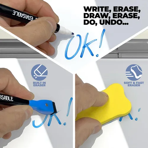 Miniatura 4 de Pizarra blanca de escritorio - Pizarra blanca de borrado en seco de vidrio - Compañero de computadora de escritorio - Oficina en casa y artículos