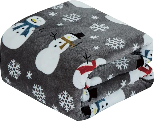 Miniatura 11 de Manta navideña de muñeco de nieve azul, 50 x 60 pulgadas, forro polar sherpa de microfelpa ultrasuave, decoración navideña y regalo para sofá, cama