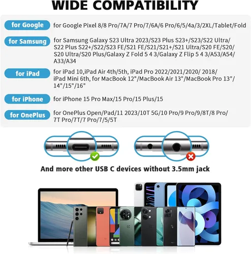 Miniatura 7 de Auriculares USB C para iPhone 17 Air 16 15 Pro Max Plus/iPad, auriculares tipo C con aislamiento de ruido con micrófono, cable magnético estéreo