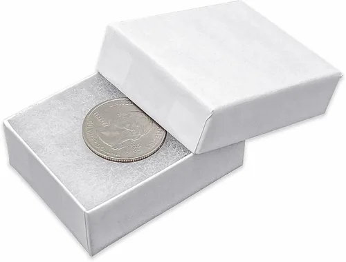 Miniatura 2 de TheDisplayGuys - Paquete de 25 cajas de cartón rellenas de algodón #10 para joyas, color blanco mate (1.9 x 1.3 x 0.7 pulgadas), para envío